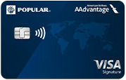 Tarjeta de Crédito Visa Signature de American Airlines AAdvantage de Popular en color azul con chip