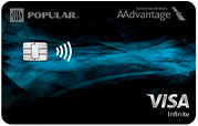 Tarjeta de Crédito Visa Infinite de American Airlines AAdvantage de Popular en color azul y negro con chip