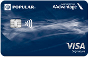 Tarjeta de Crédito Visa Signature de American Airlines AAdvantage de Popular en color azul y blanco con chip