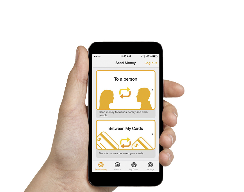 Dispositivo móvil haciendo una transferencia de dinero a otra persona a través de la aplicación ATH Móvil