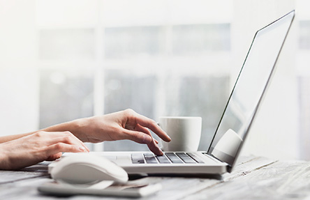 Person hands using laptop