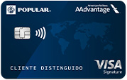 Tarjeta de Crédito Visa Signature de American Airlines AAdvantage de Popular en color azul con chip