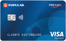 Tarjeta de Crédito Visa Platinum PREMIA Rewards de Popular color azul con chip