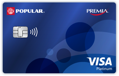 Tarjeta de Crédito Visa Platinum PREMIA Rewards de Popular color azul con chip